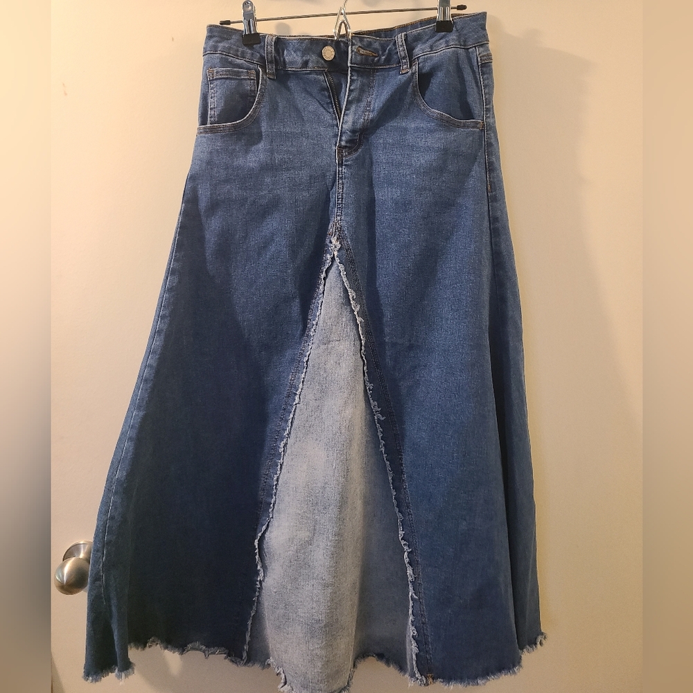 Classic Blue A-Line Denim Skirt
